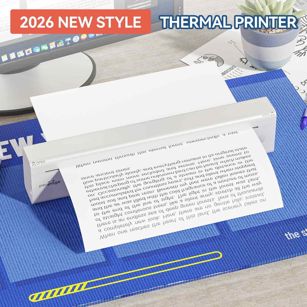 P85 Portable Thermal A4 Printer – 203/304DPI, 1800mAh Battery, Wireless, Inkless