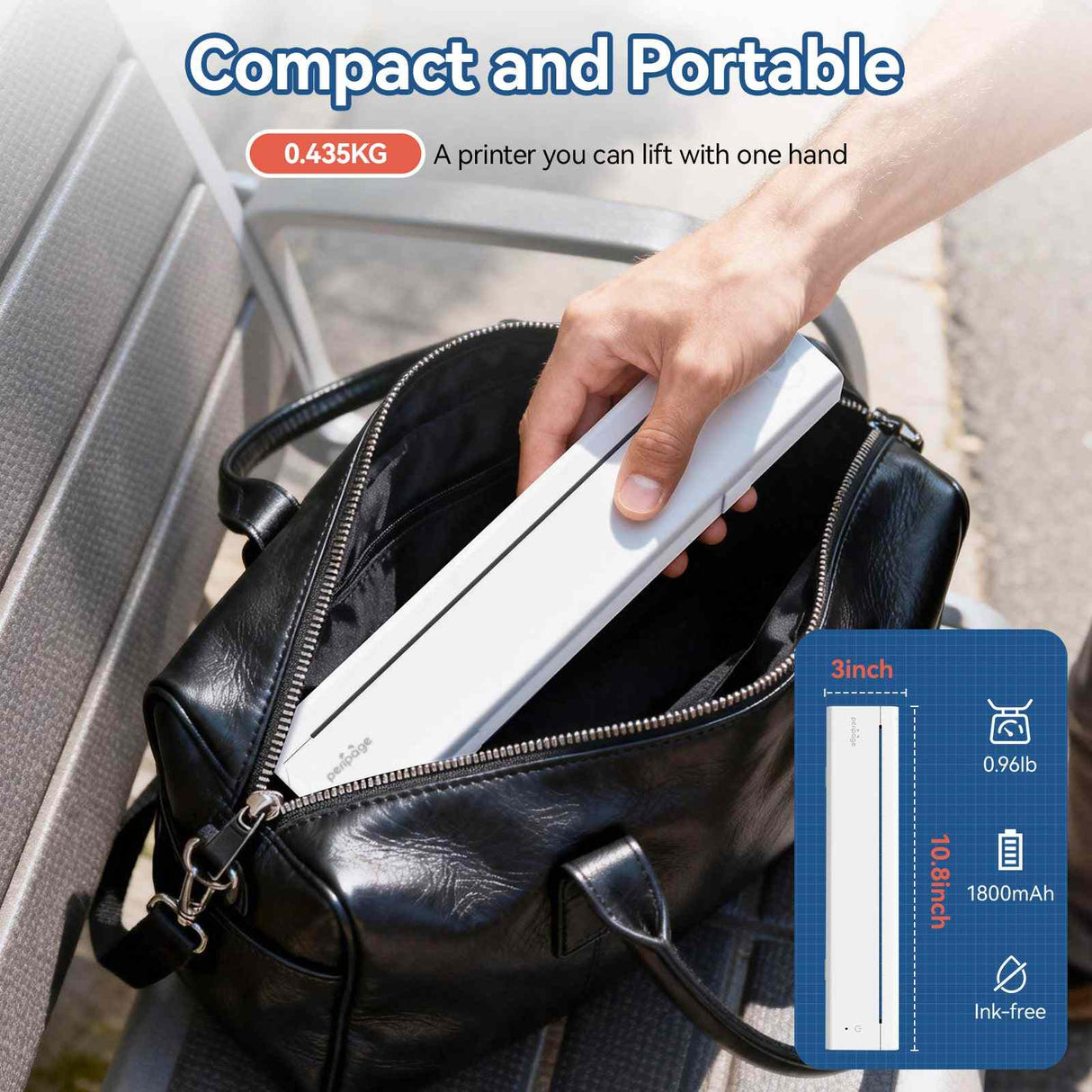 P85 Portable Thermal A4 Printer – 203/304DPI, 1800mAh Battery, Wireless, Inkless