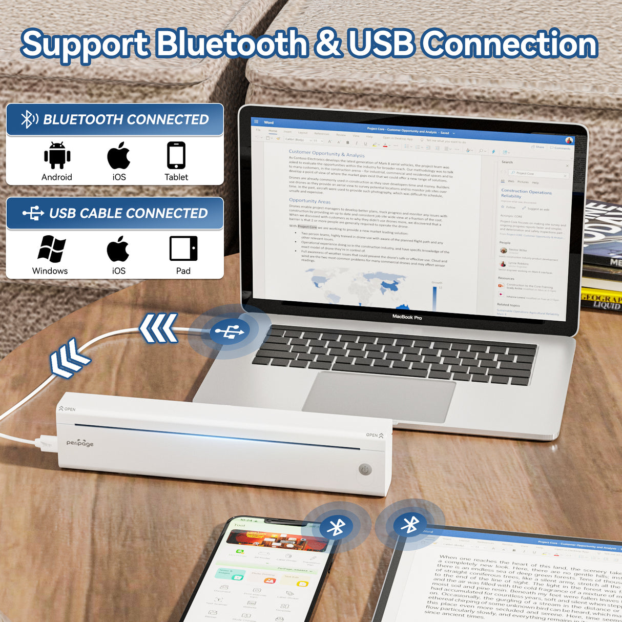 PeriPage P85 Portable Thermal Printer HD【Support A4 and Tattoo printing】