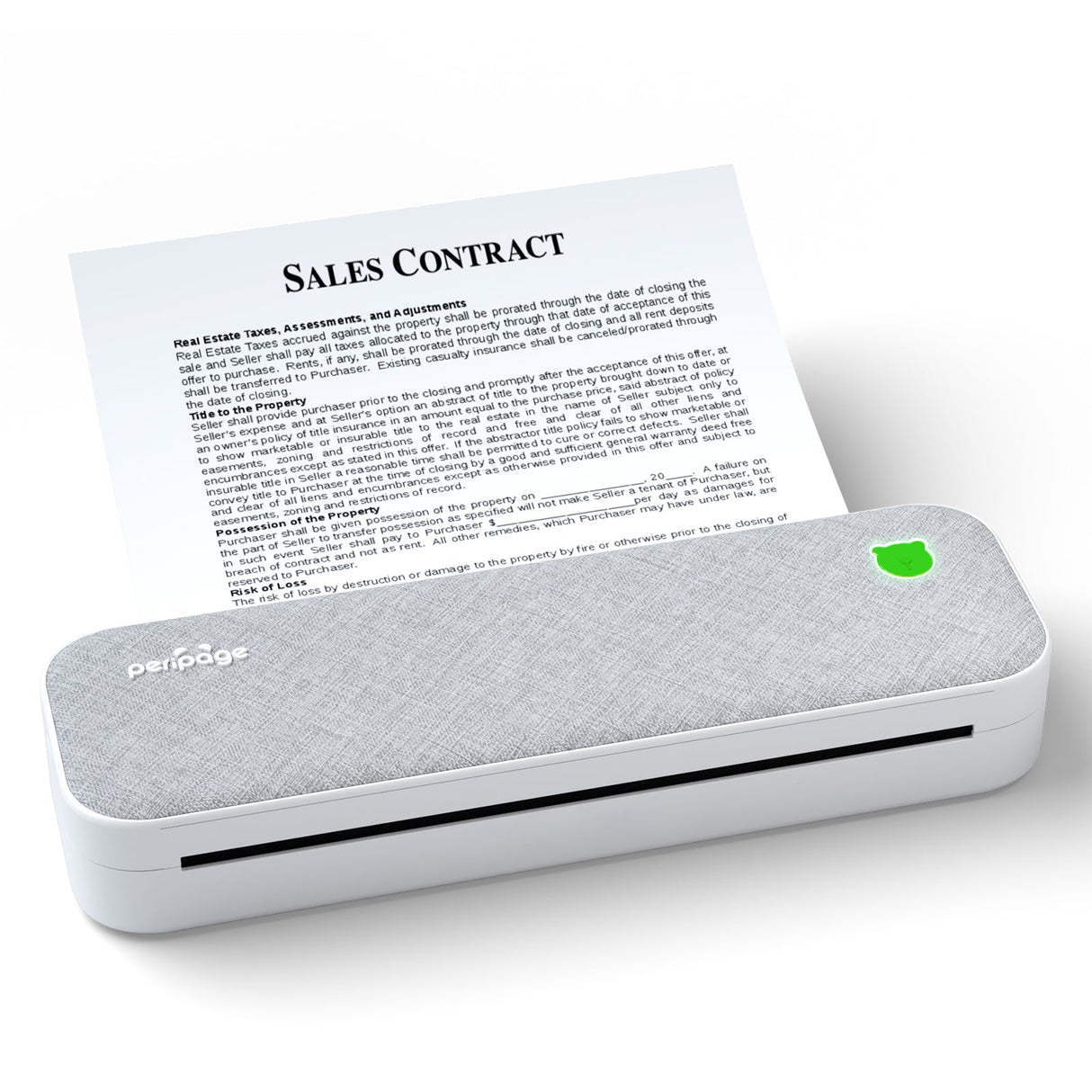 PeriPage A40 portable thermal A4 printer with 203/304 DPI, 2600mAh battery, wireless, inkless printing