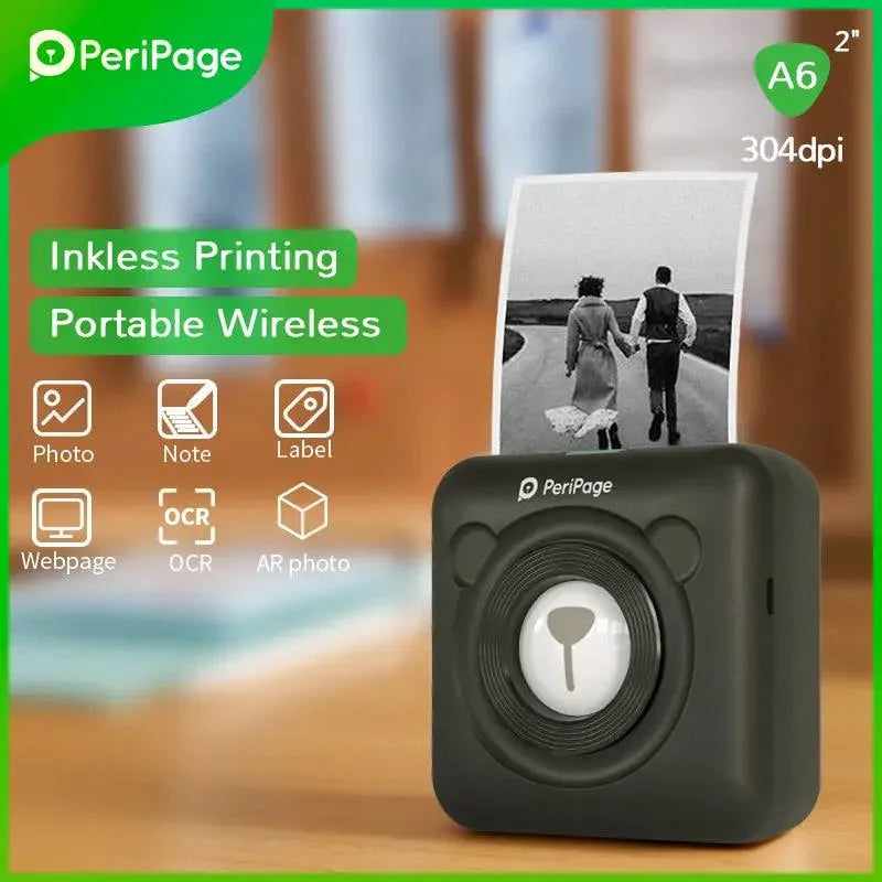 PeriPage 2" A6 Mini Printer in Pink, Portable Inkless Printer for Label and Photo Printing with Wireless Feature"
