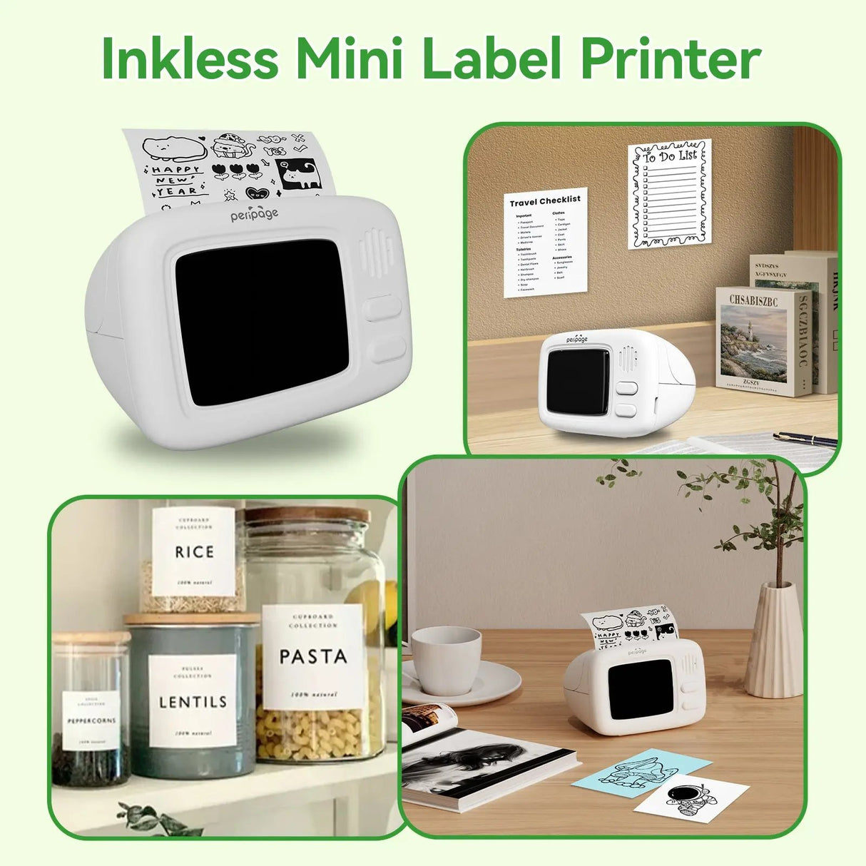 PeriPage A2 Portable Thermal Printer printing a bistro menu, showing its ability to print receipts or notes
