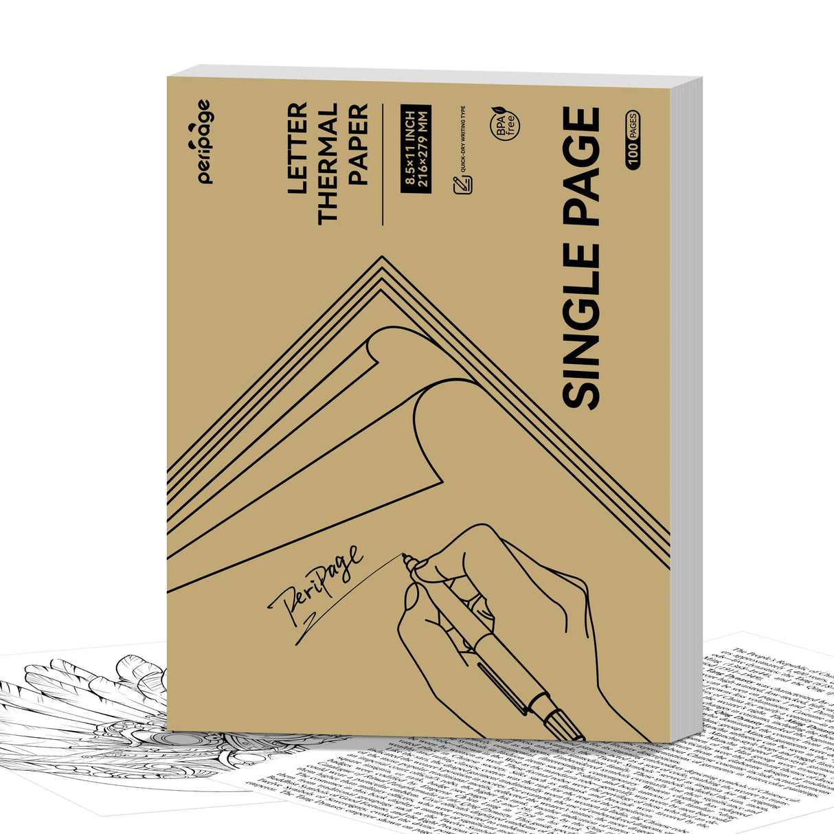 PeriPage A40 Letter size single-sheet thermal paper (8.5x11 inch), perfect for single-page printing needs with excellent image retention.