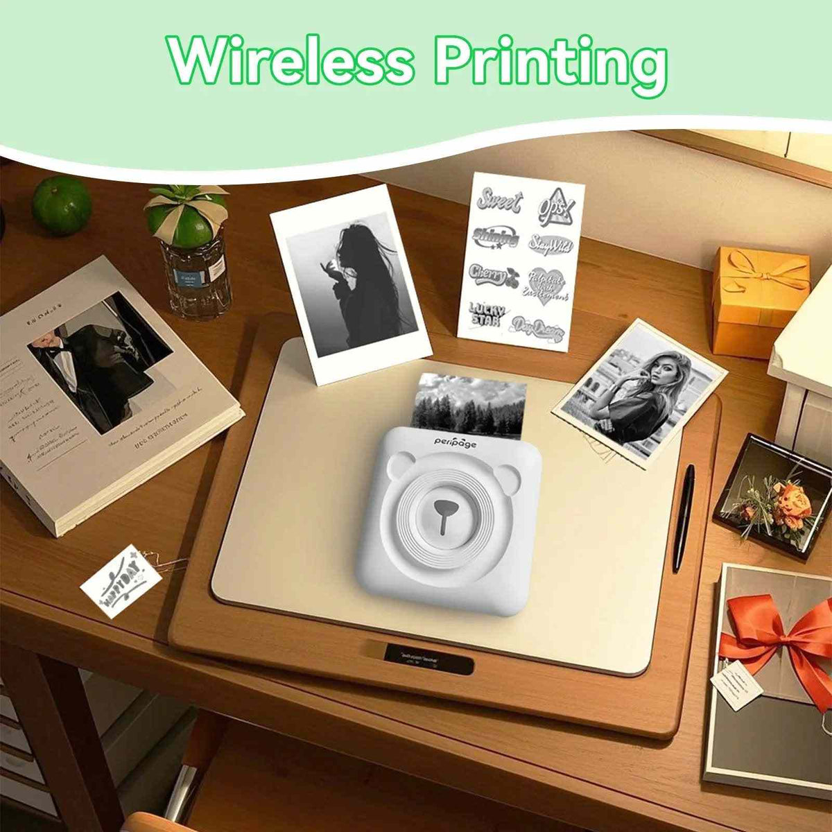 Multi-scenario applications of the PeriPage A6 - perfect for printing kitchen labels, study notes, and small photos on the go.