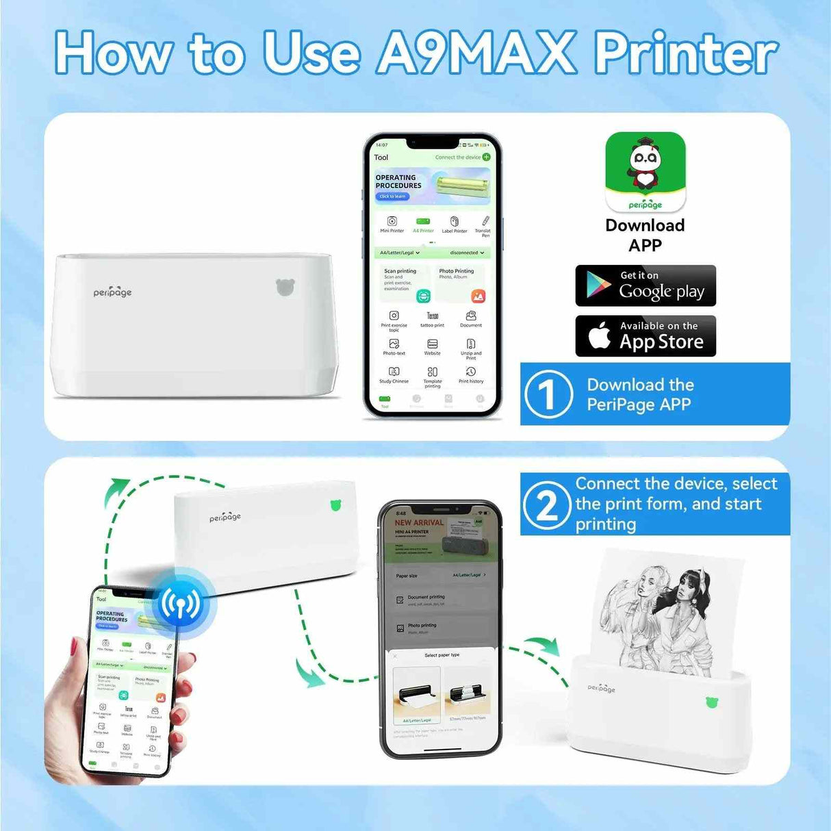 How to Use the PeriPage A9 Series - Download the App, Connect Wirelessly, and Start Printing in Seconds