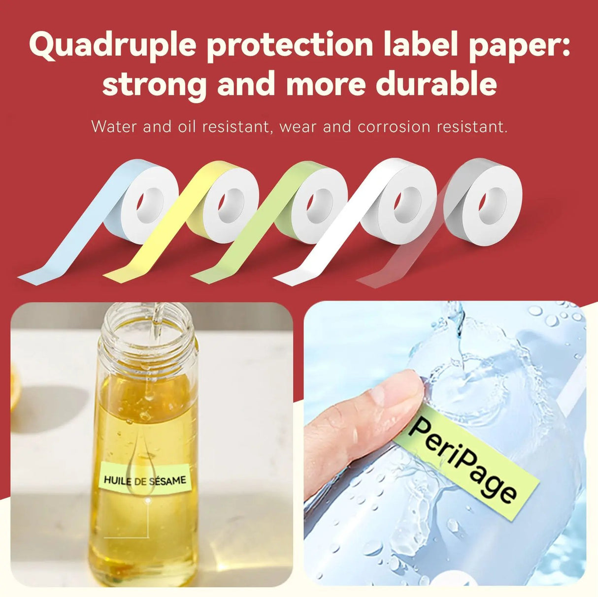PeriPage L1 Tape with Quadruple Protection - Waterproof, Oil-Proof, Wear and Corrosion Resistant for Long-Lasting Labels