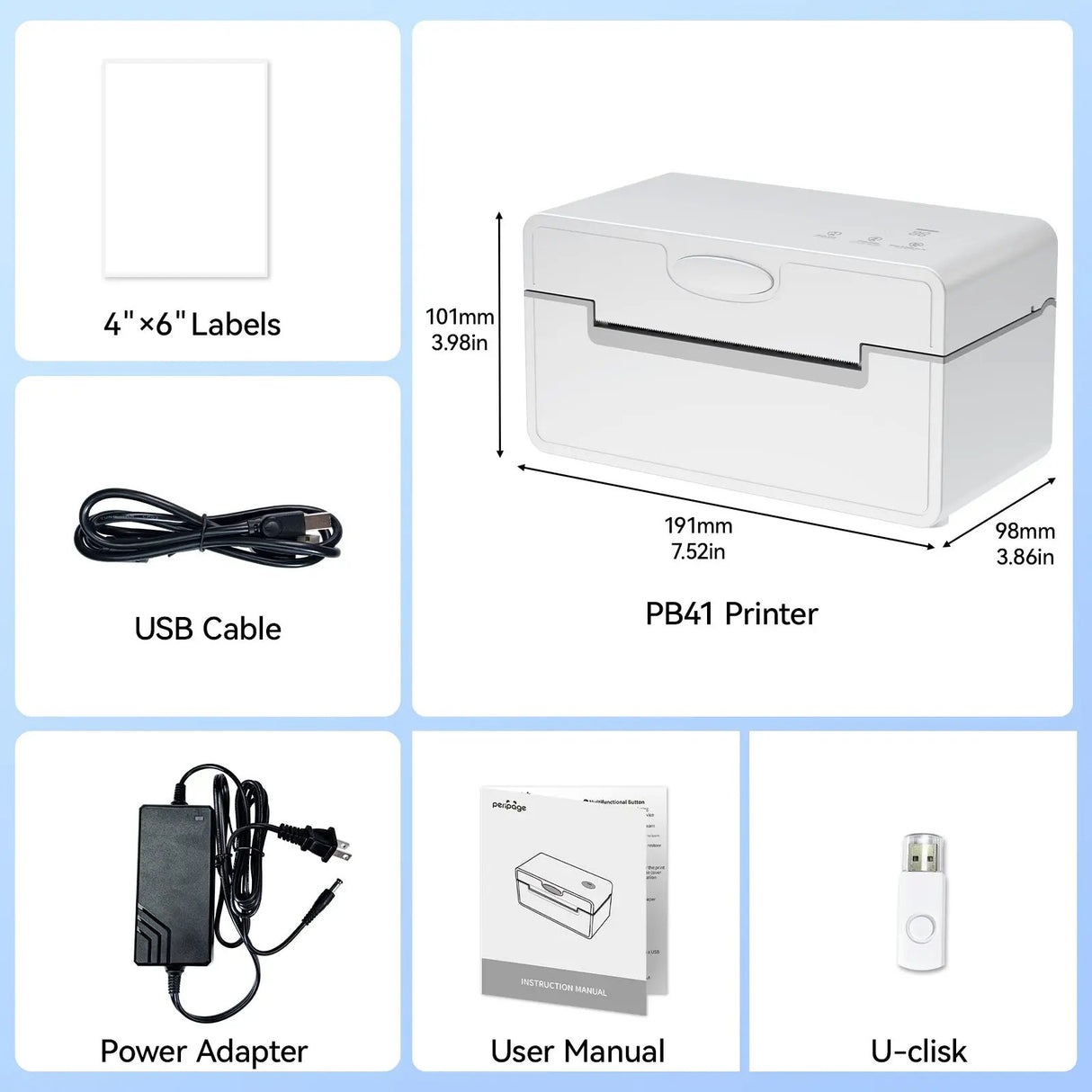 Achieve professional-grade label printing with the PeriPage PB41. Intelligent auto-calibration ensures precise 4x6 inch label positioning and crisp print quality every time.