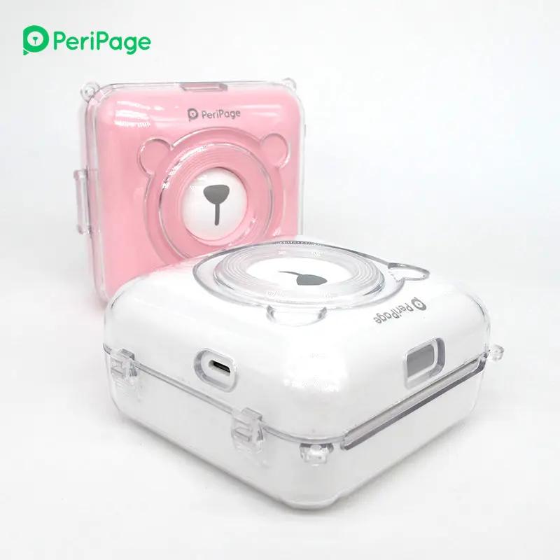 Clear protective case for PeriPage A6 thermal printer with a convenient nylon rope, offering durability and ease of use