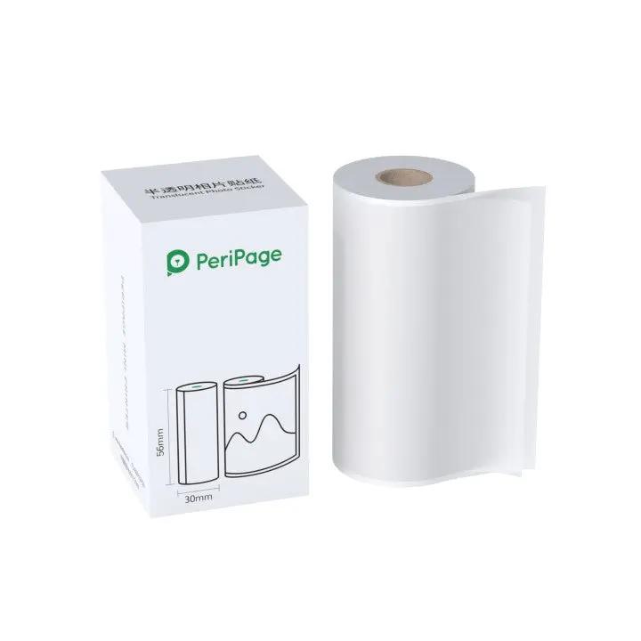 A PeriPage A6 56×30mm Translucent Paper Roll displayed next to the box, perfect for photo printing