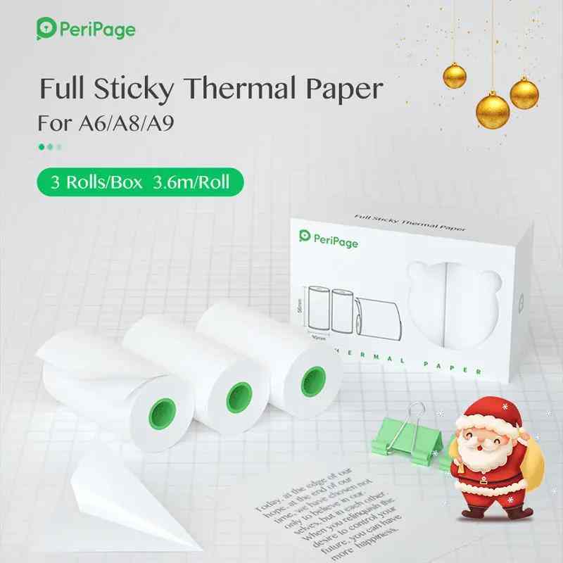 PeriPage A6 full sticky thermal paper rolls box with Santa decoration and clips