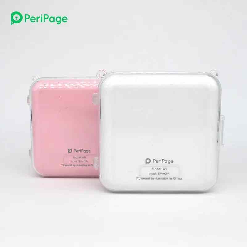 PeriPage A6 Protection Case in Pink and White, Clear Plastic, Durable, with Logo