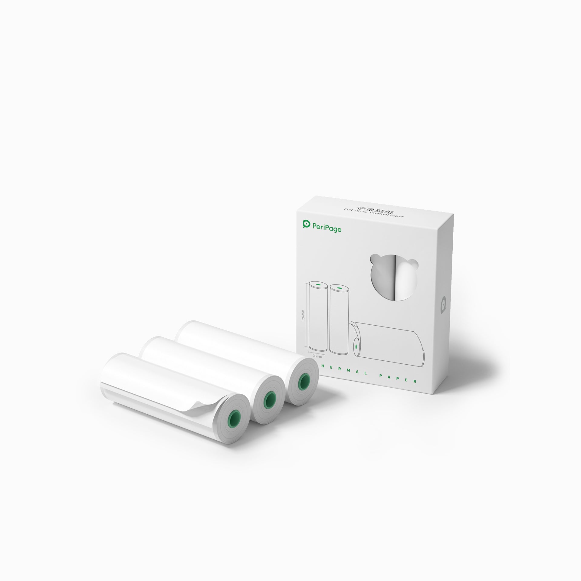 PeriPage 107×30mm White Thermal Paper 3 Rolls per Box, perfect for use with PeriPage printers
