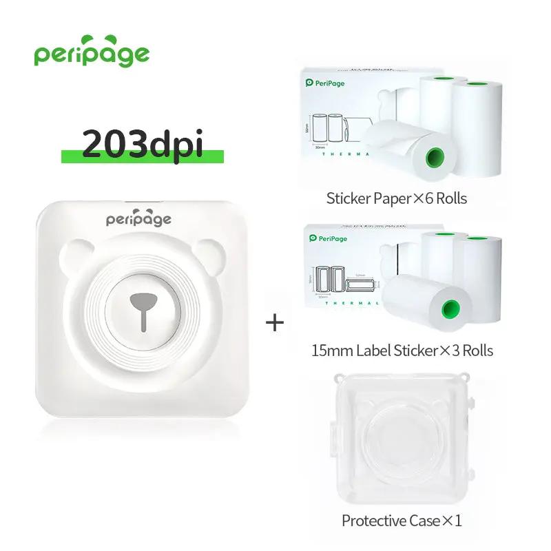 PeriPage A6 Mini Bluetooth Printer Placed on Desk with Smartphone for Easy Wireless Printing