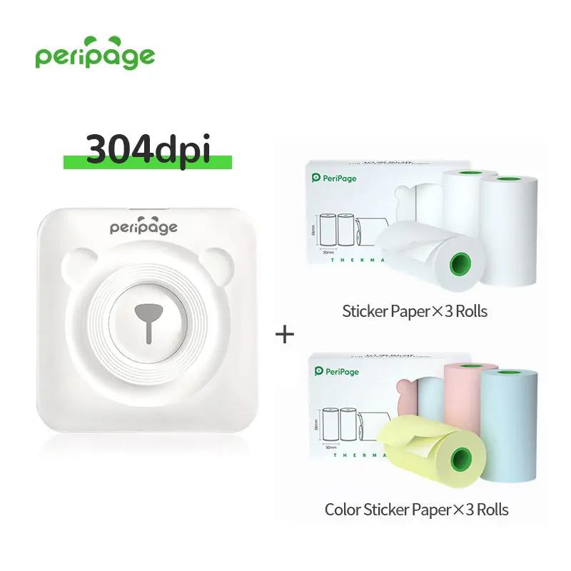 PeriPage A6 White Mini Bluetooth Thermal Printer with Extra Thermal Paper Rolls for Long Printing Use