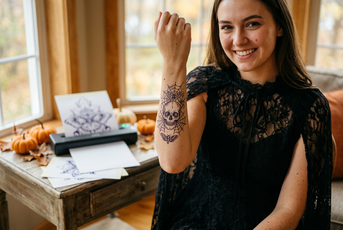 DIY Halloween Temporary Tattoos: How to Print Spooky Costume Stencils at Home in Seconds with PeriPage P90