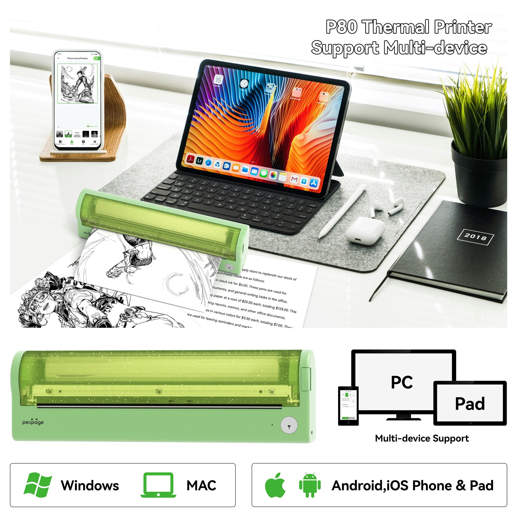 Peripage P80 304 dpi Wireless Portable Thermal Printer