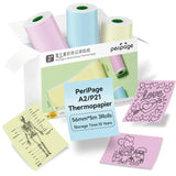 PeriPage 77x30mm Colorful Sticky Thermal Paper - 3 Rolls per Box, 10-Year Storage Time, Compatible with A2/P21 Printers