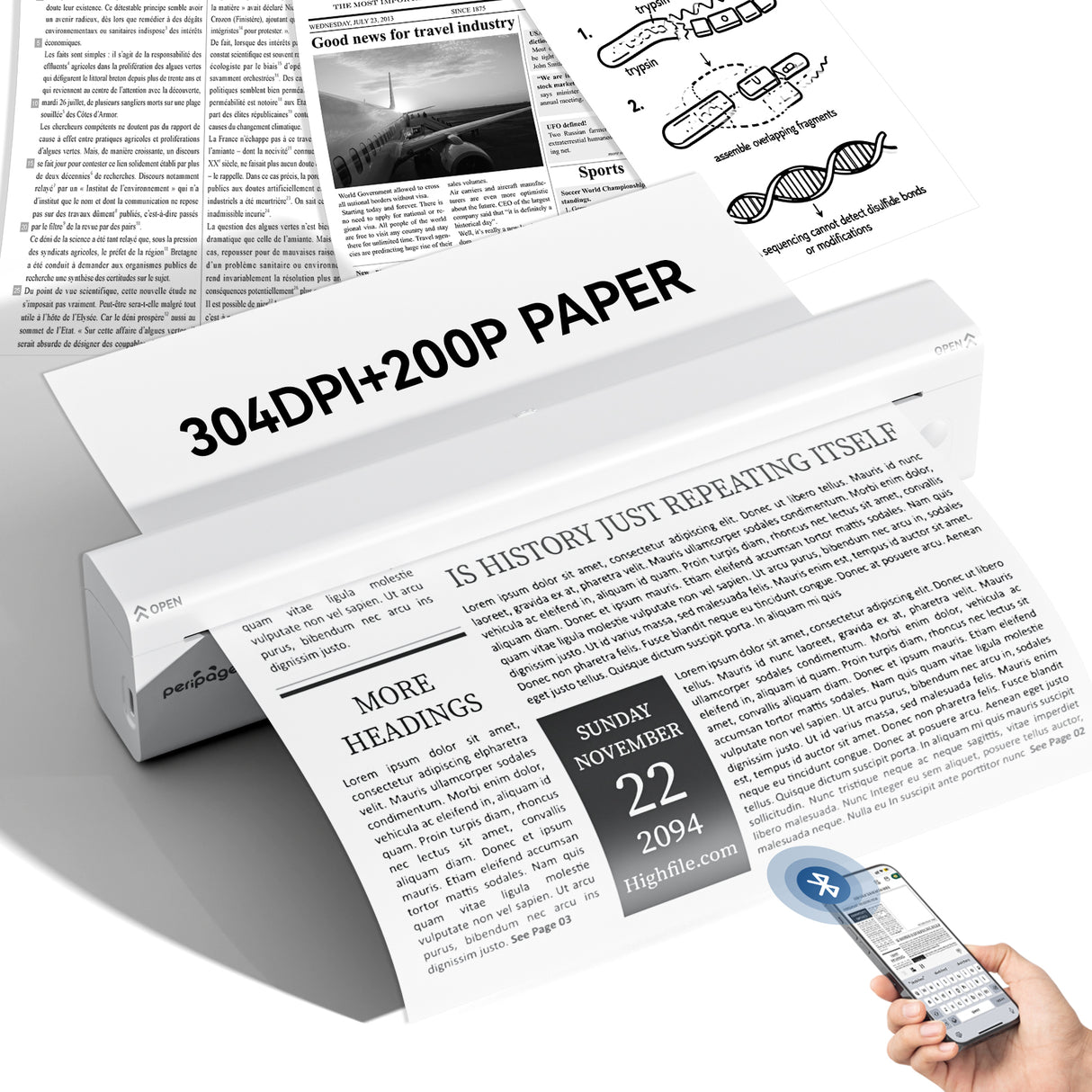 PeriPage P85 Portable Thermal Printer HD【Support A4 and Tattoo printing】