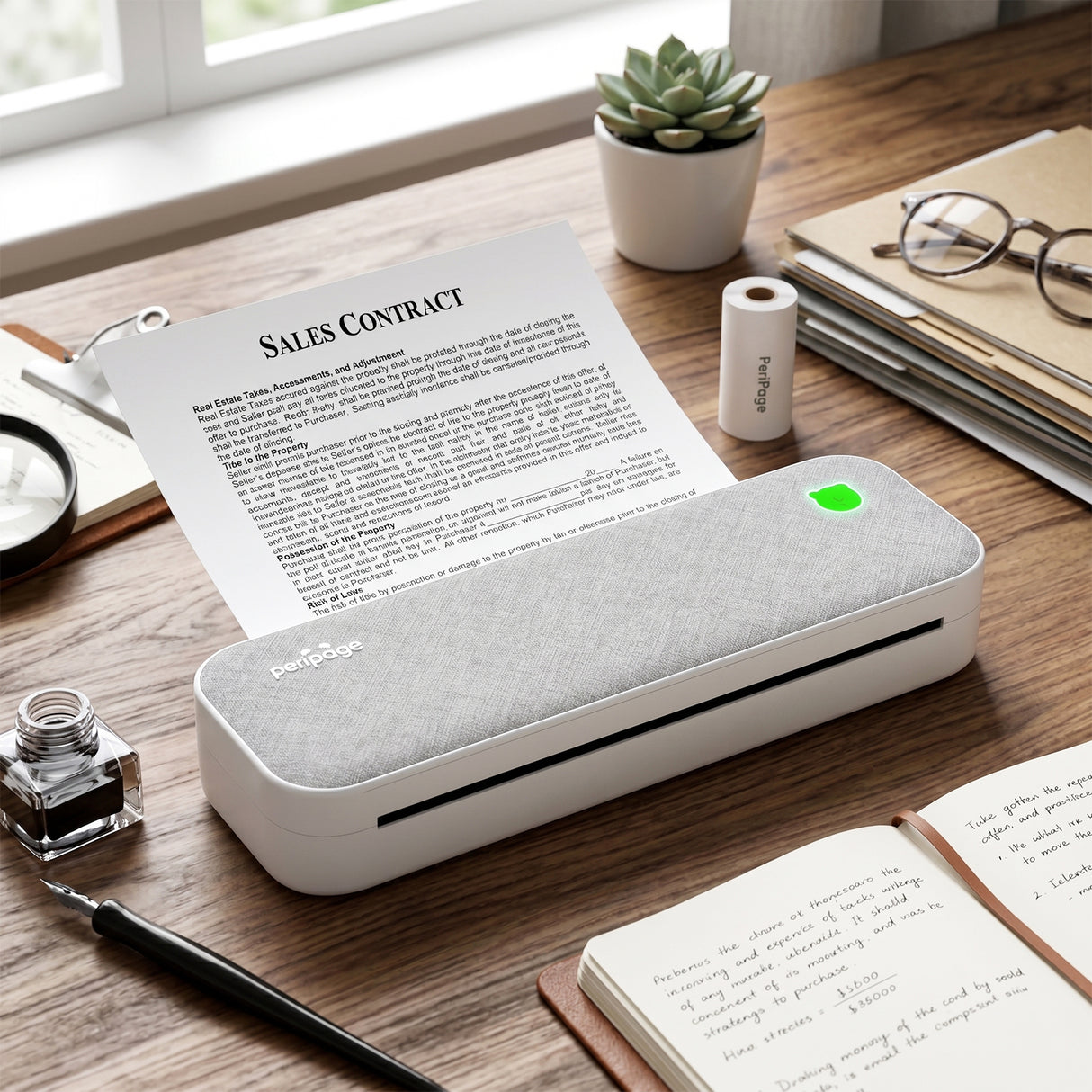 A40 Portable Thermal A4 Printer – 203/304DPI, 2600mAh Battery, Wireless, Inkless