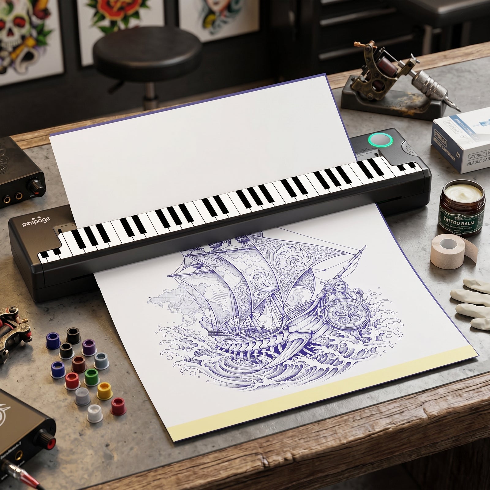 Pino Wireless Tattoo Stencil Printer – Bluetooth & USB, 203DPI