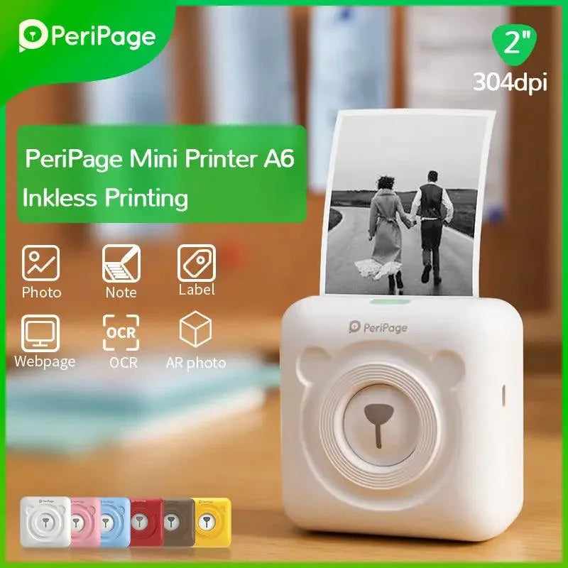 ＰｅｒｉＰａｇｅミニプリンター PeriPage A6 Mini Printer - Compact Inkless Portable Printer for
