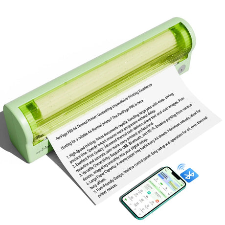 Compact P80 Portable Thermal Printer in white shown in multiple daily scenarios — at home, office, café, and while traveling, offering convenient wireless printing anywhere.