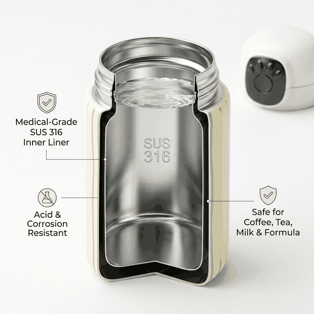 PeriPage Smart Touch Insulated Thermos Water Bottle (350ml / 12oz)