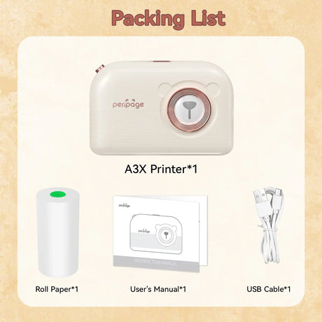 PeriPage A3X Mini Pocket Thermal Printer compatible with 2-inch and 3-inch thermal paper rolls, flexible printing sizes for various needs