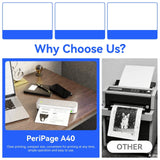 Performance-Optimized PeriPage A40 Thermal Printer - 203 DPI HD, Supports up to 8.5" Paper, 2600mAh Battery, and Won't Get Your Hands Dirty