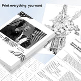 PeriPage A40 thermal paper available in Letter and Legal size rolls, featuring clear print side identification for easy loading.