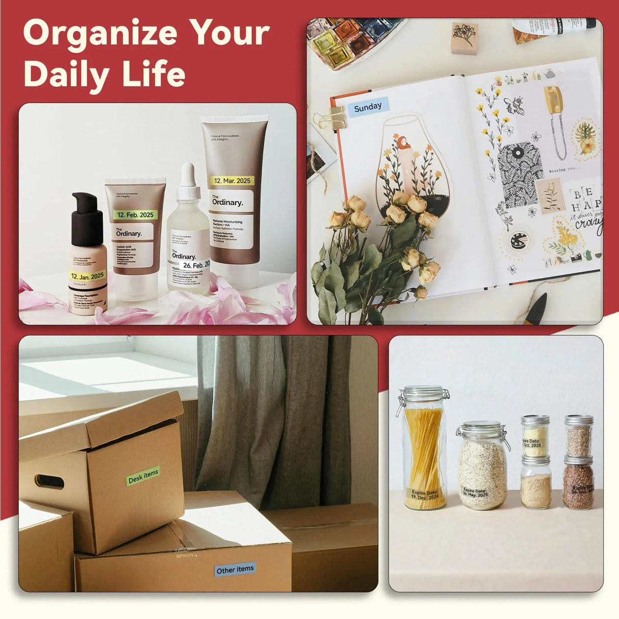 Organize Your Desk and Daily Life with PeriPage L1 Tape - Ideal for Categorizing Items and Date Labeling