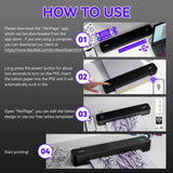 How to Use Your PeriPage P92 Tattoo Printer - Download the App, Power On, Insert Stencil Paper, and Start Printing Your Designs in a Few Simple Steps.