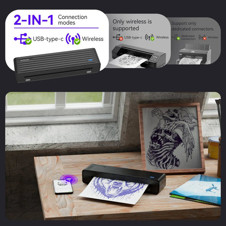 Unleash your creativity with the PeriPage P93 - it supports printing hand-drawn artwork, precise line art designs, and a library of professional tattoo templates.
