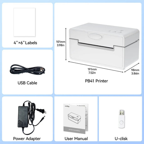 Achieve professional-grade label printing with the PeriPage PB41. Intelligent auto-calibration ensures precise 4x6 inch label positioning and crisp print quality every time.

