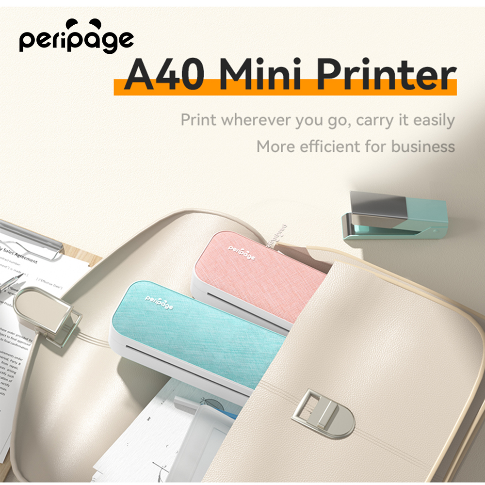 IOOIOO A40 Peripage - Impresora portátil sin tinta, Bluetooth inalámbrica  mini compacta para letras (8.5 x 11)/papel térmico A4, etiqueta adhesiva