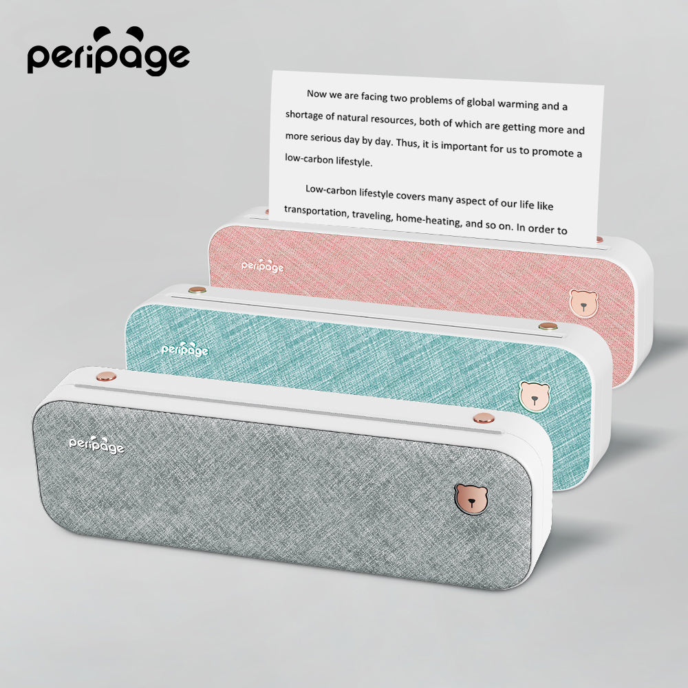 PeriPage A4 Paper Printer Direct Thermal Transfer Wirless Printer Mobile  210mm BT 2''/3''/4'' Paper Printing PDF File Webpage
