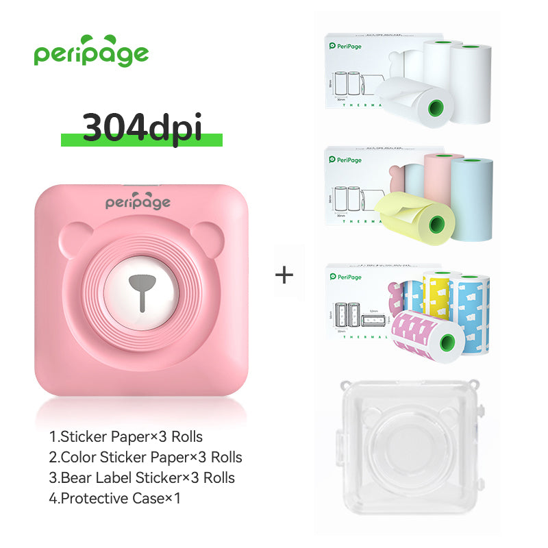 Peripage Mini Printer A6 Portable Thermal Printer Pocket Wireless Label  Sticky Note Sticker Smart Phone Photo Printer Compatible with Bluetooth USB