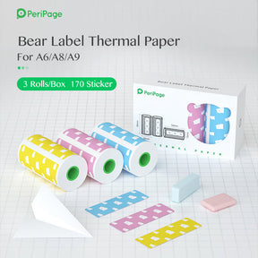 PeriPage A6 15mm Bear Label sticker 3-Rolls/Box - PeriPage Official Store