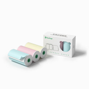 PeriPage Color Sticky Thermal Paper Rolls - 3 Rolls/Box, 56x30mm, Full Adhesive Paper in Light Blue, Pink, and Yellow for A6, A8, A9, and A40 Printers