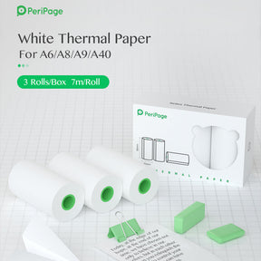 PeriPage Full Sticky Thermal Paper Rolls - 3 Rolls/Box, 56x30mm, Sticky Paper for A6, A8, A9, and A40 Printers, Suitable for Printing Notes, Photos, and Custom Stickers