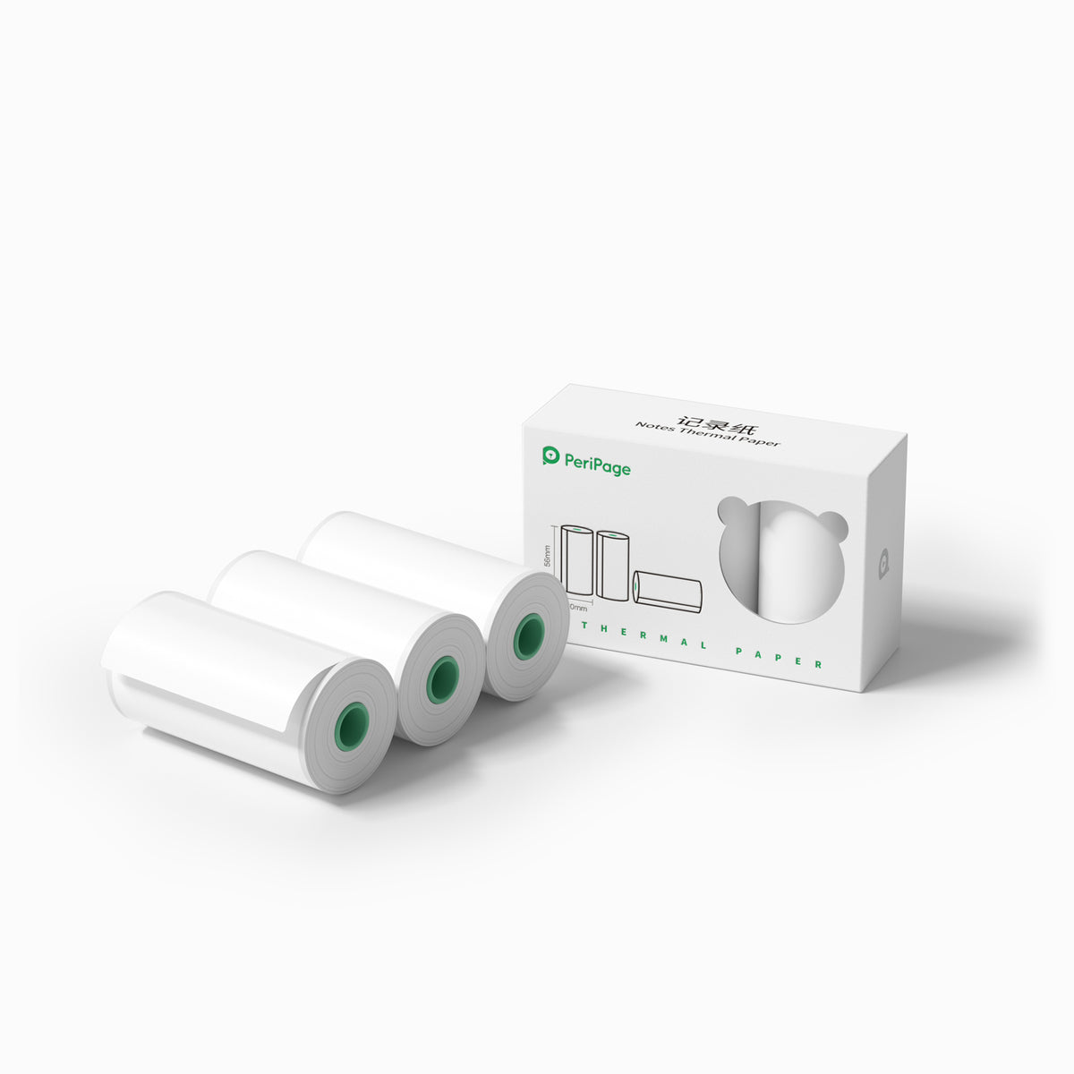 PeriPage White Thermal Paper Rolls - 3 Rolls/Box, 56x30mm, Compatible with A6, A8, A9, and A40 Printers, High-Quality Thermal Paper for Printing Notes, Photos, and Stickers