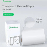 PeriPage A6 56×30mm Translucent PeriPage A6 56×30mm Translucent Thermal Paper Roll, showing the roll with sticky paper feature