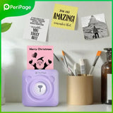 PeriPage A6 Mini Printer in purple printing labels for kitchen spice jars. Inkless printing allows clear and precise text and image printing on various labels for home or office organization