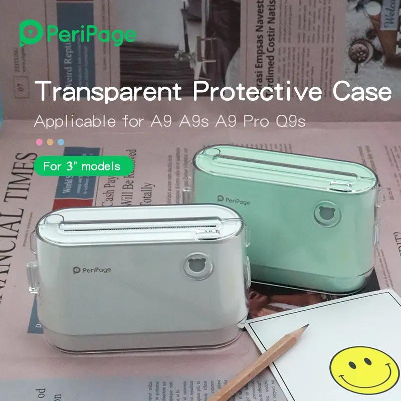 PeriPage A9 Series transparent protective case with nylon rope for portable printers, providing protection and reducing wear for A9 models