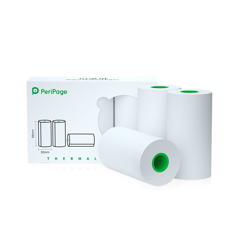PeriPage 56x30mm Thermal Paper, 3 Rolls/Box, Compatible with PeriPage A6/A8/A9/A40 Mini Printers, High-Quality Printing for Stickers, Notes, and DocumentsStore