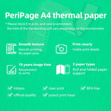 Official PeriPage A4 Thermal Paper with Protection Layer and Clear Print for Long-Lasting Quality