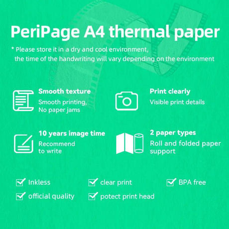 Official PeriPage A4 Thermal Paper with Protection Layer and Clear Print for Long-Lasting Quality