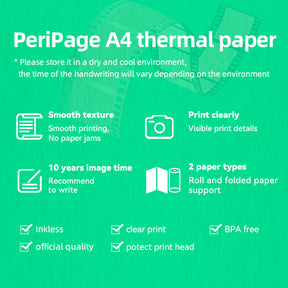 Official PeriPage A4 Thermal Paper with Protection Layer and Clear Print for Long-Lasting Quality