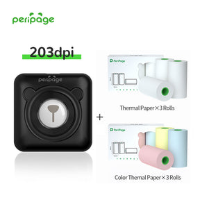 PeriPage A6 Black Mini Bluetooth Portable Thermal Printer for Photo, Note, and Label Printing