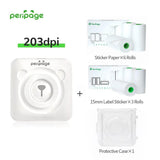 PeriPage A6 Mini Bluetooth Printer Placed on Desk with Smartphone for Easy Wireless Printing